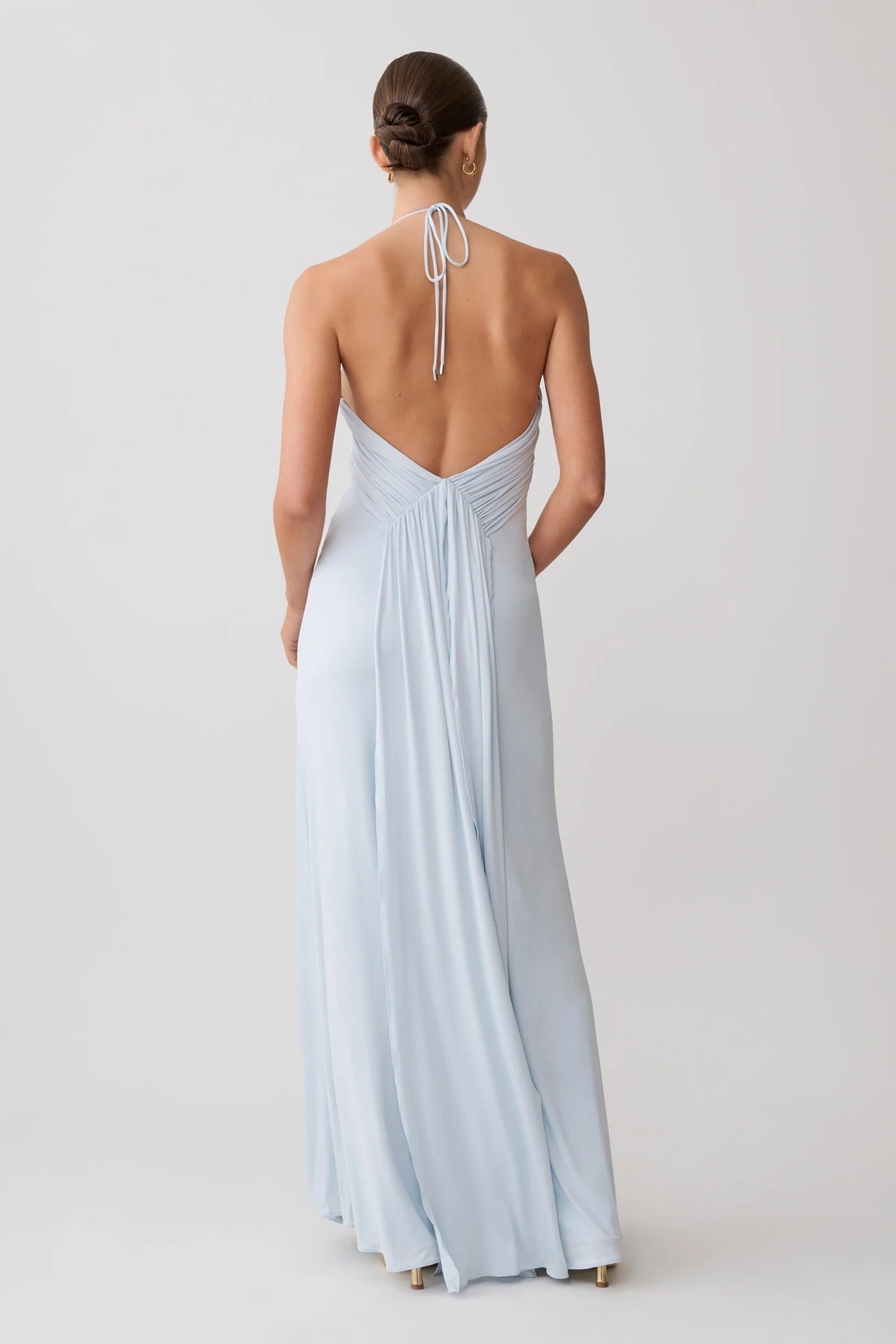 New neck halter suspender dress pleated slim hip skirt sexy fishtail skirt dress