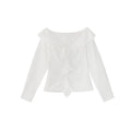 French Sweet Lace V-Neck Long Sleeve Ruffle Shirt