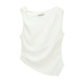 Sleeveless elegant tencel linen pendant shirt