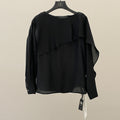 Minimalist spring asymmetrical loose-leaf shape Tencel micro-transparent shirt