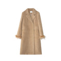 Commuter temperament coat double-breasted long woolen coat