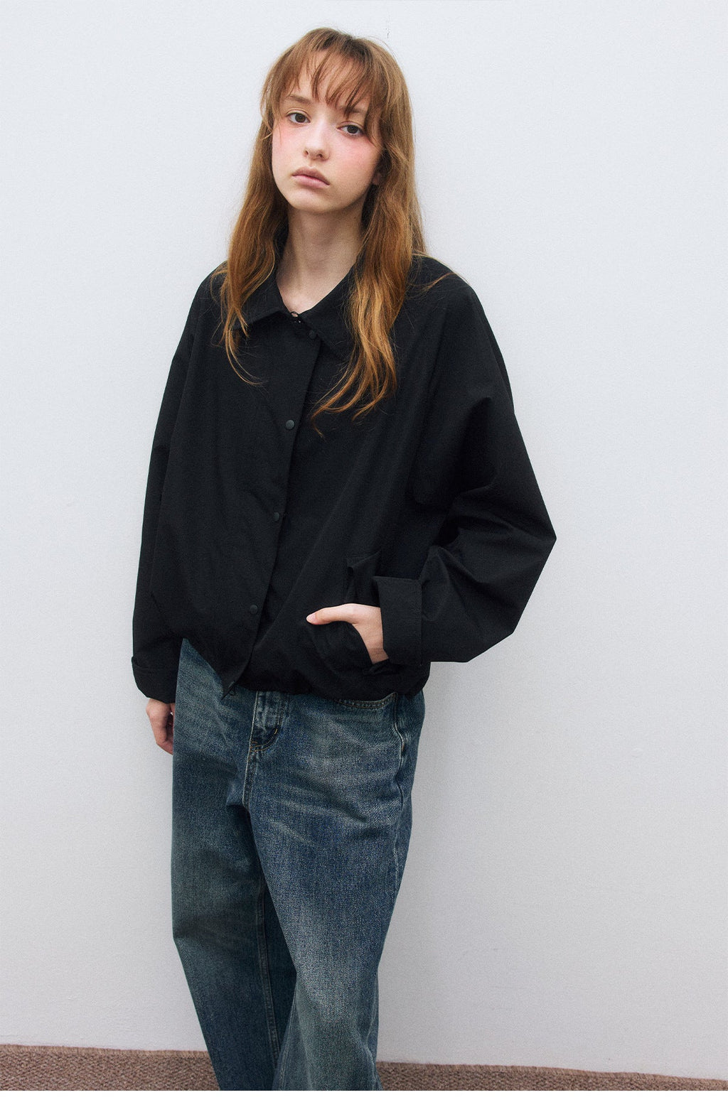 Autumn new casual lapel three-proof contrasting color double-head zipper versatile short jacket