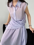 Korean design temperament strap top + high waist skirt summer new shirt set