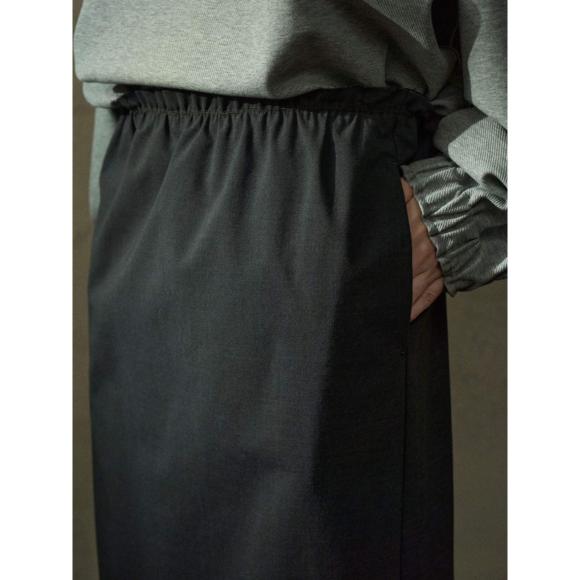 Autumn design wool bud waist drawstring texture back slit skirt