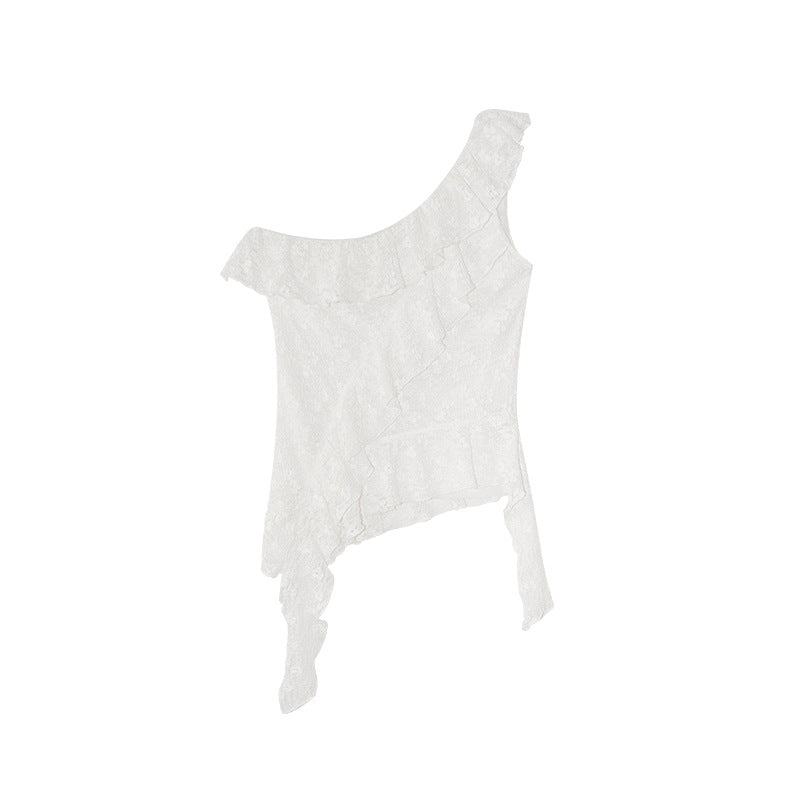 Spice Girl Sexy Hook Lace Slant Collar Outfit Shoulder Strap Tank Top