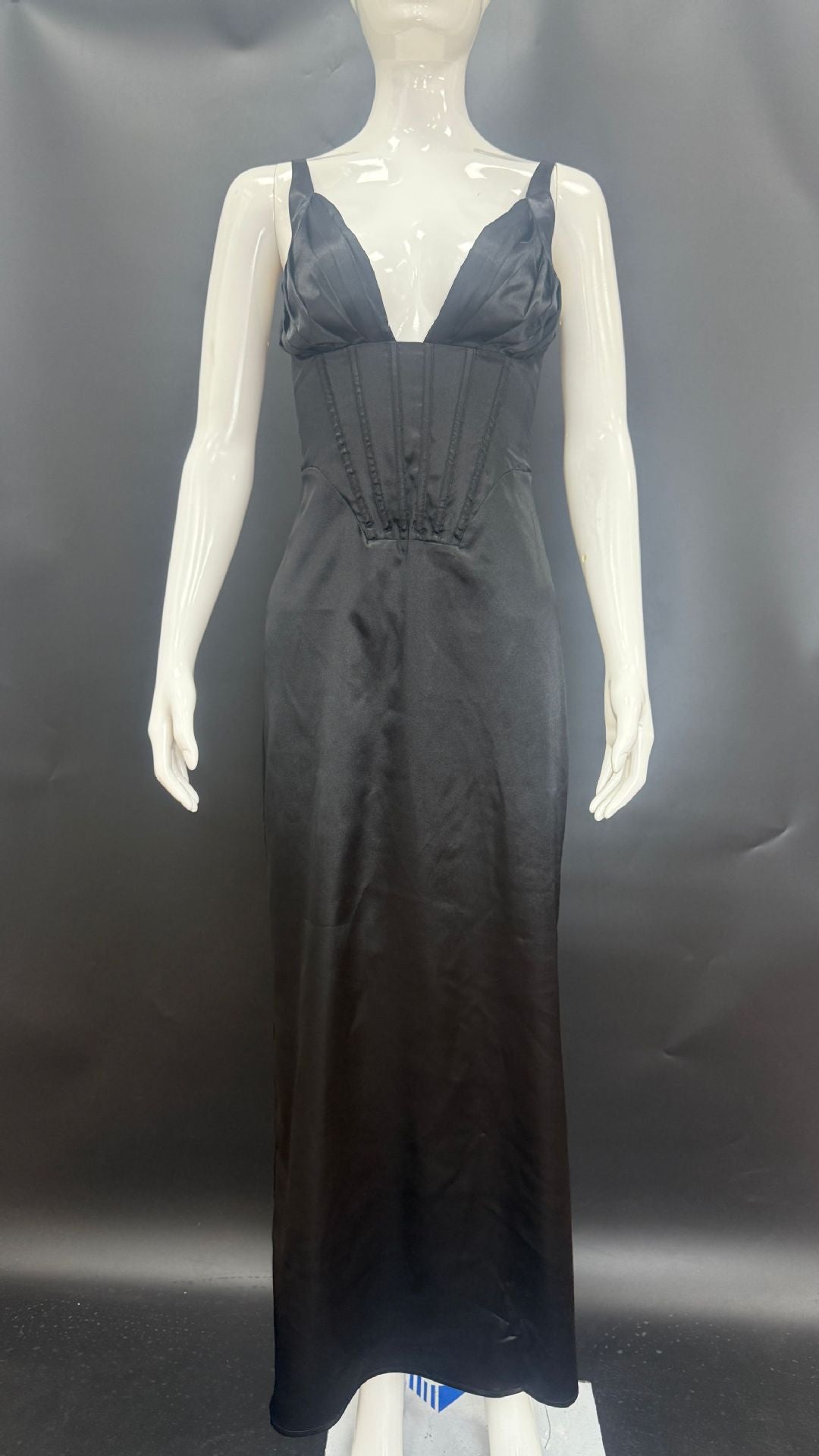 Sexy Fishbone Suspender Dress Fashion Halter Slim Satin Spice Girl Long Dress