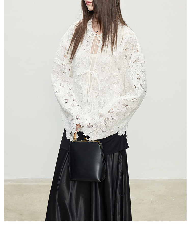 Spring new product retro French three-dimensional hollow lace exquisite sunscreen shirt top jacket