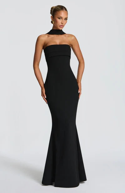Slim-fit celebrity streamer halter hip skirt