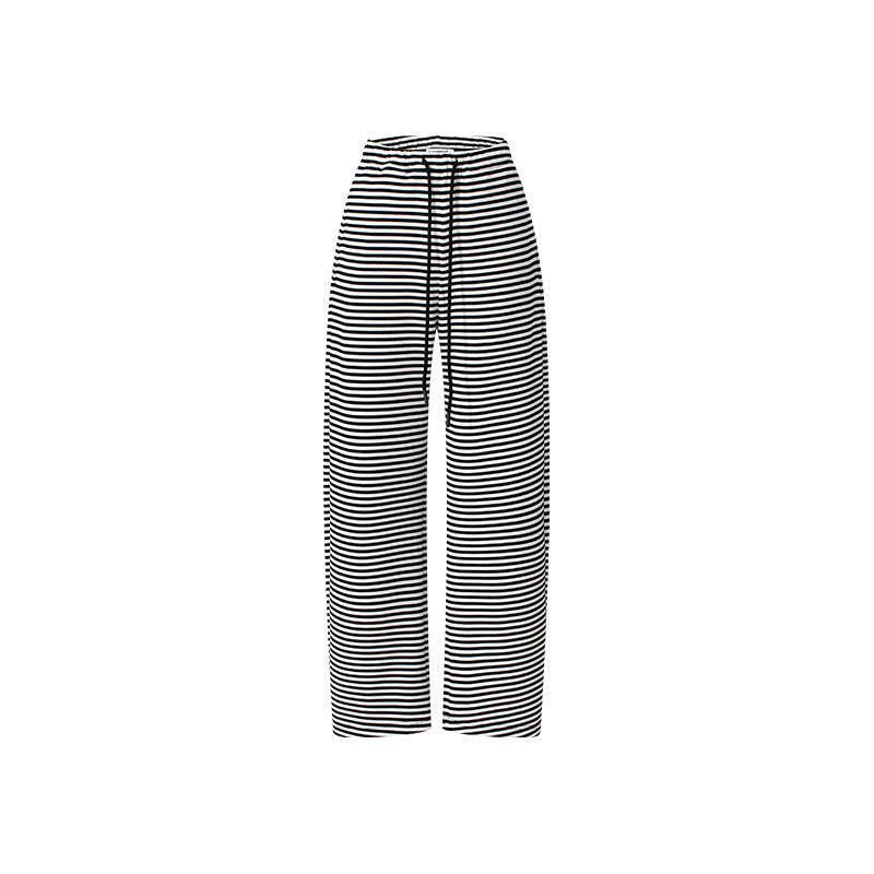 New light and elastic air layer striped loose silhouette drawstring casual scimitar trousers sweatpants women's