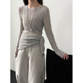 Light luxury soft waxy wool knitted sweater shawl two-piece set women's 26 spring new lazy bottoming shirt