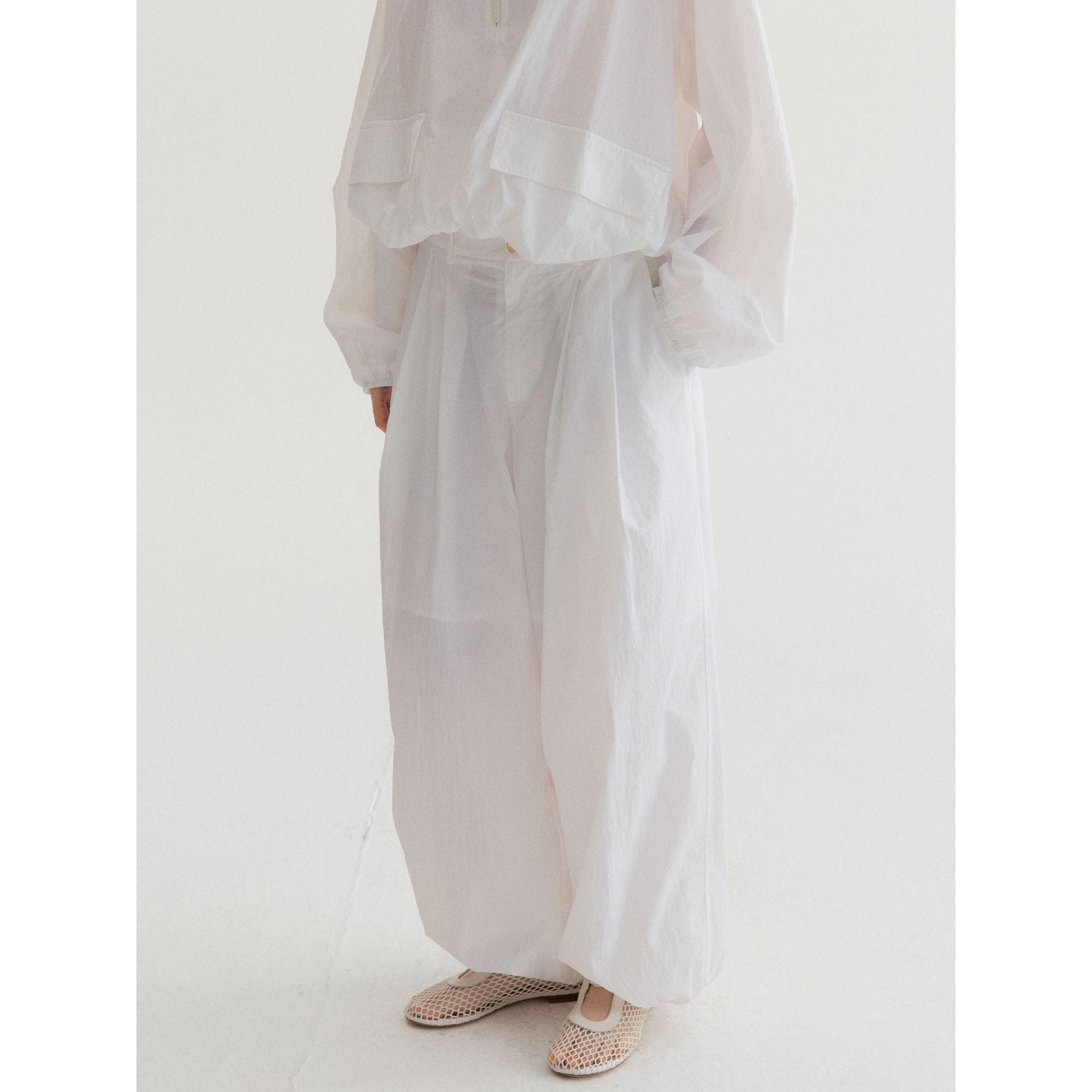 Summer new design pleated sunscreen drawstring foot loose profile casual pants