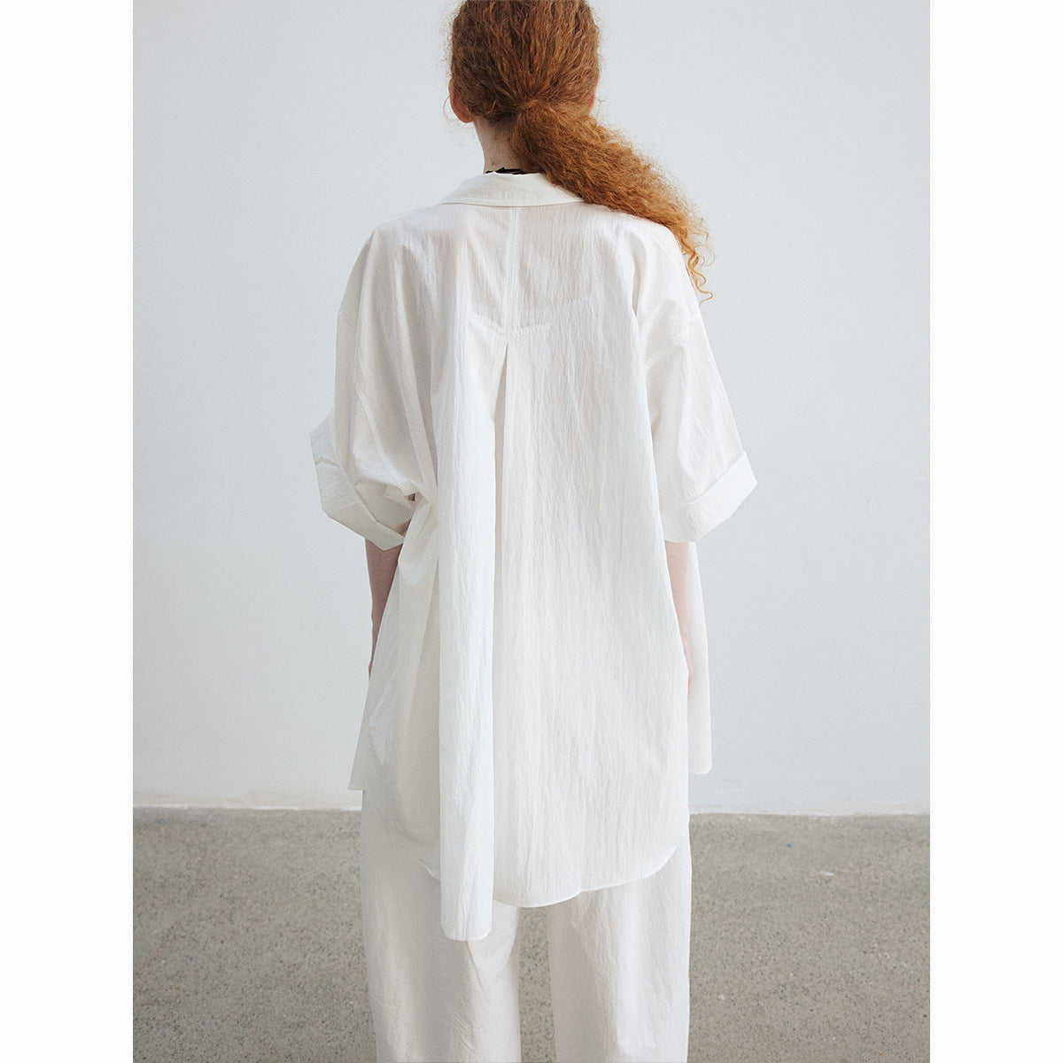 Summer new casual lapel Lyocell single-breasted pocket loose large silhouette shirt