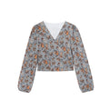 Floral shirt women's long-sleeved slim-fitting v-neck one-piece shirt