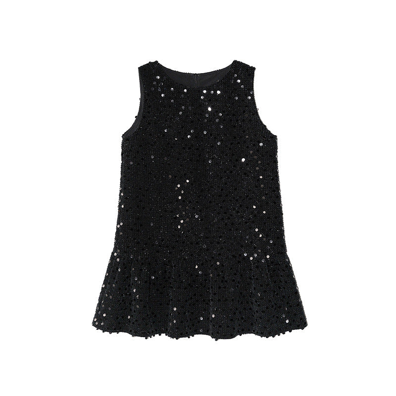 Age Reduced Low Waist Sequins Sleeveless Tank Top Dress