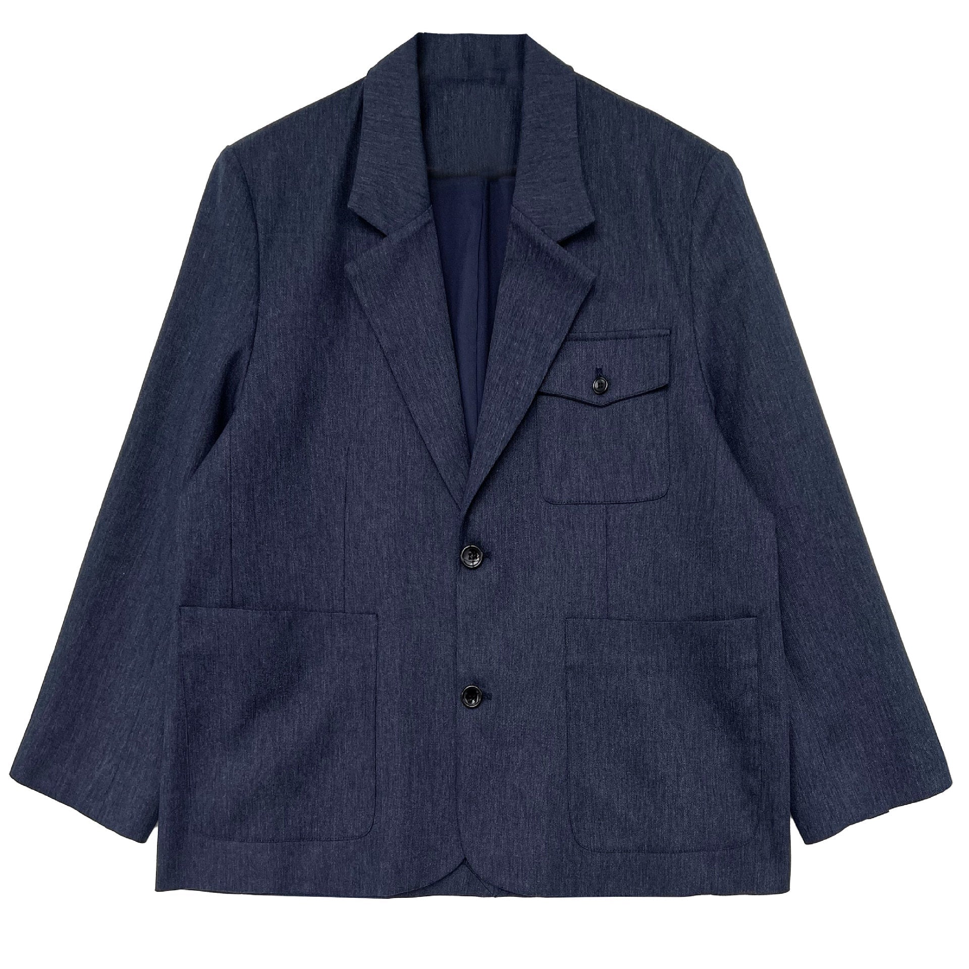 French niche flip-neck pocket suit women's autumn new silhouette casual jacket