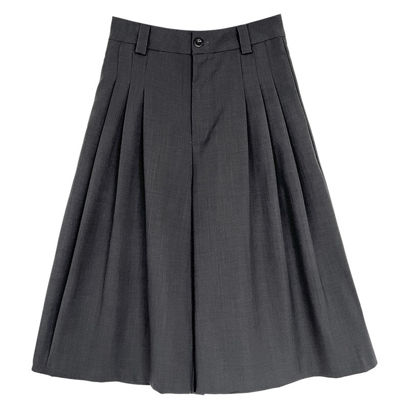 Japanese casual suit eight-point shorts summer commute pleated loose wide-leg straight-leg pants