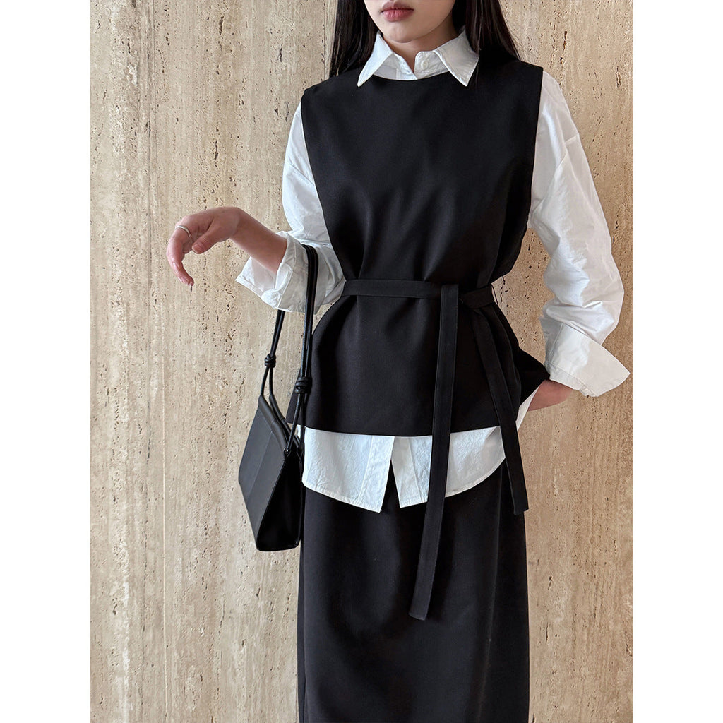 French suit vest skirt two-piece set