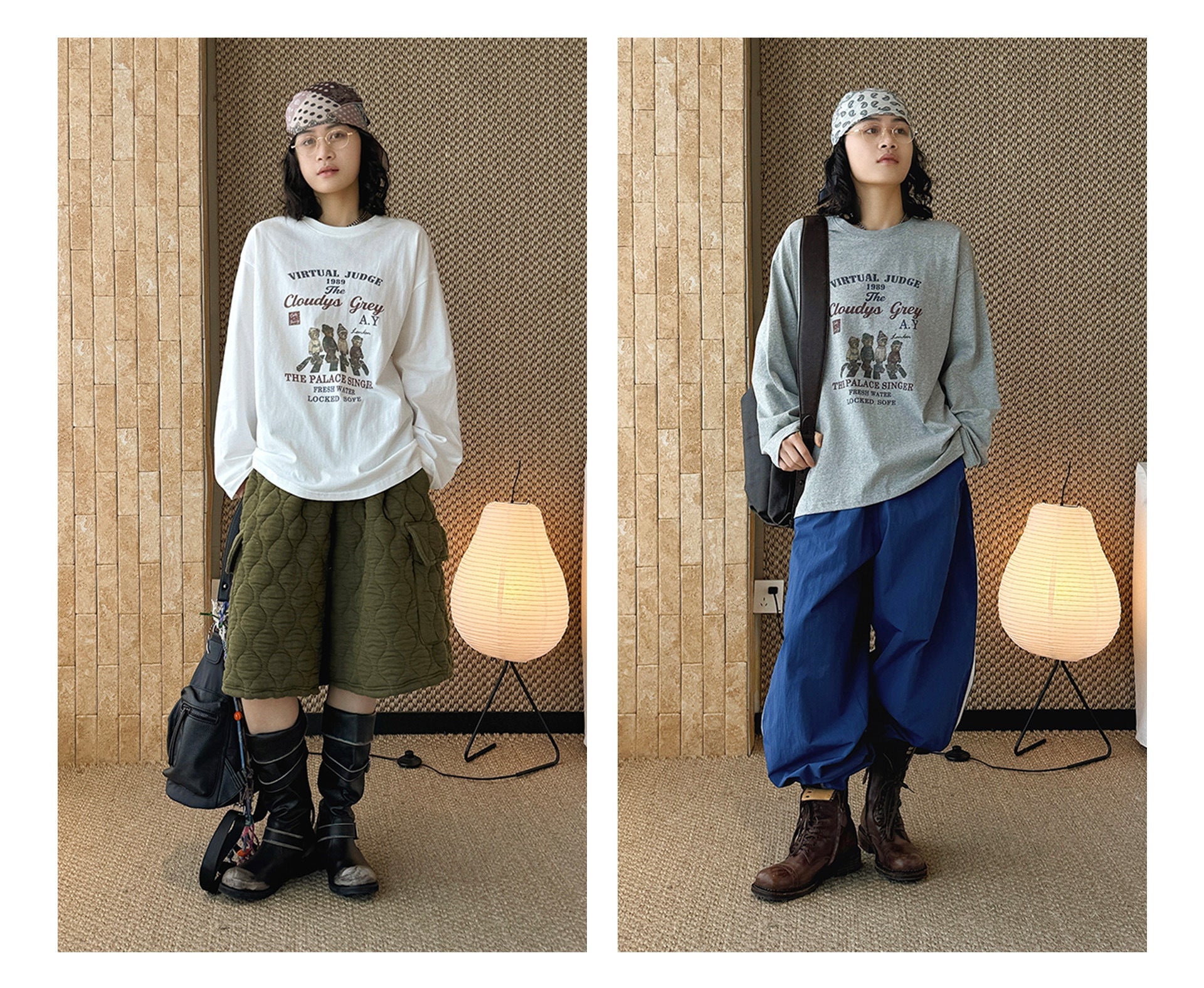 long-sleeved T-shirt loose shoulder top