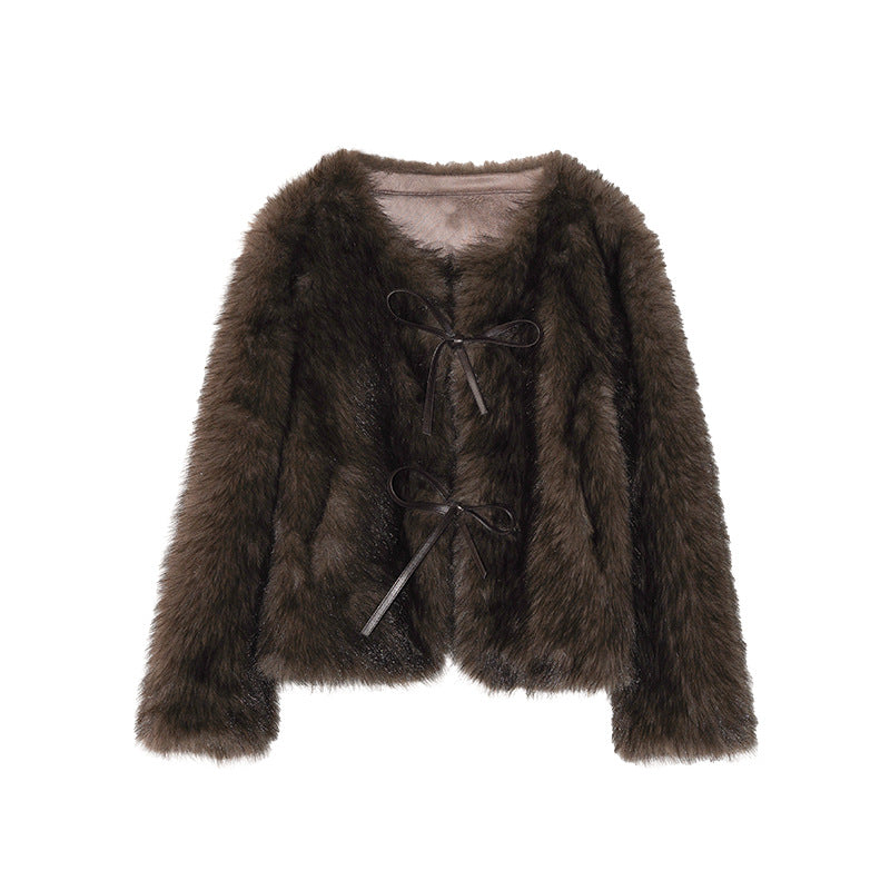 Imitation fur thickened warm fur integrated plush jacket