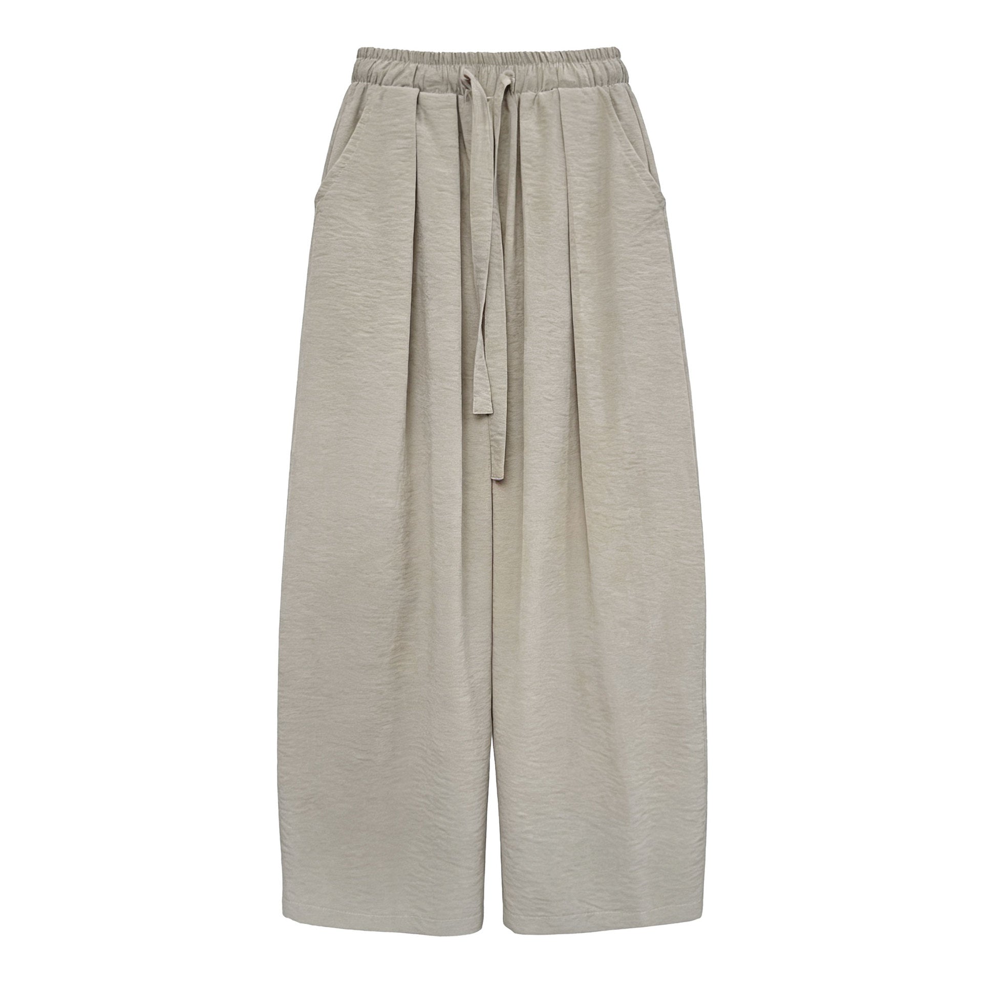 Japanese simple elastic waist drawstring hanging casual pants women's early spring new loose wide-leg trousers