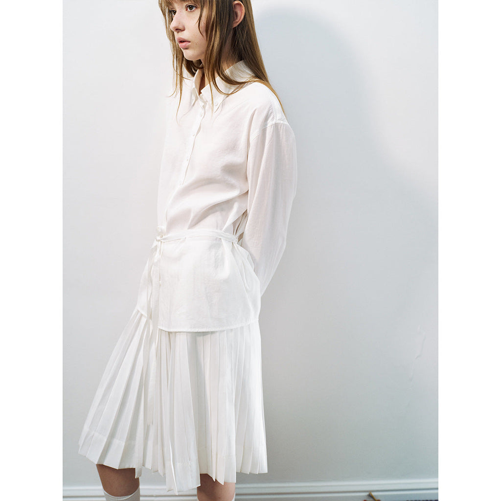 Spring casual solid color versatile modal cloud feeling easy pleated skirt