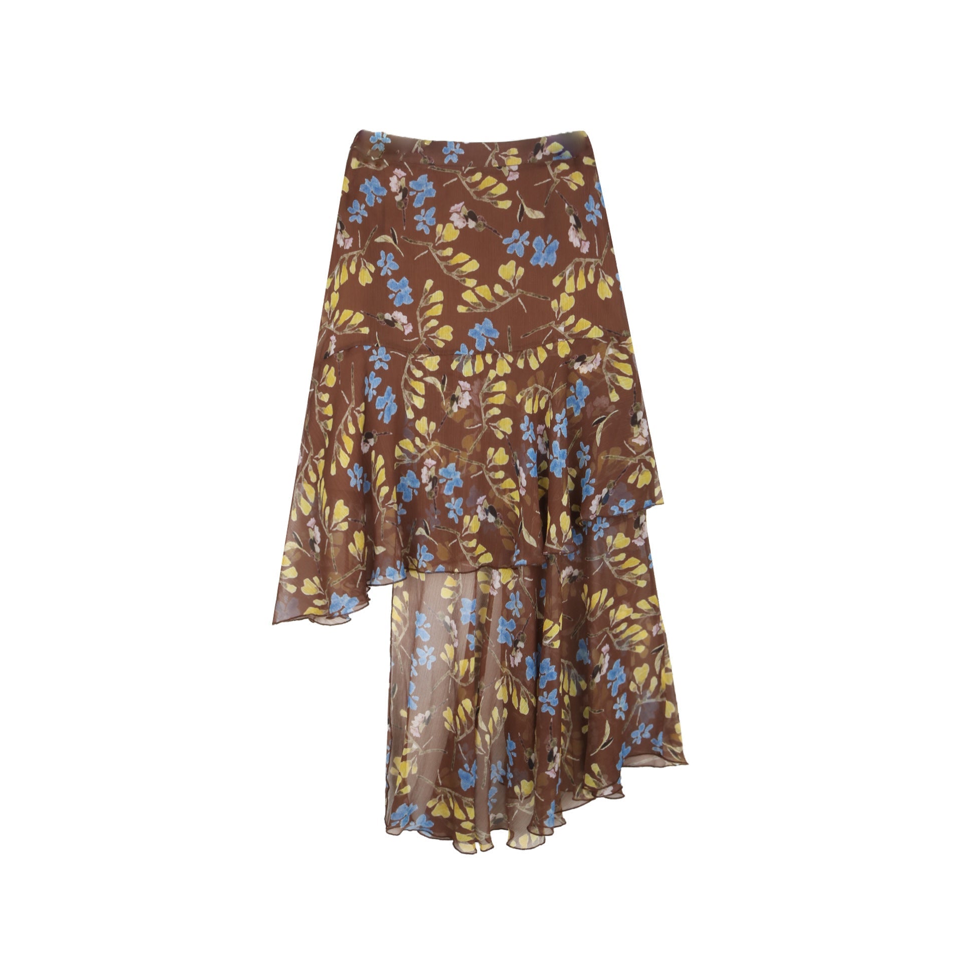 Chiffon floral irregular layered skirt