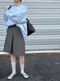 Korean version of high-waisted split skirt, spring suit short skirt, thin casual A-shaped skirt, mid skirt
