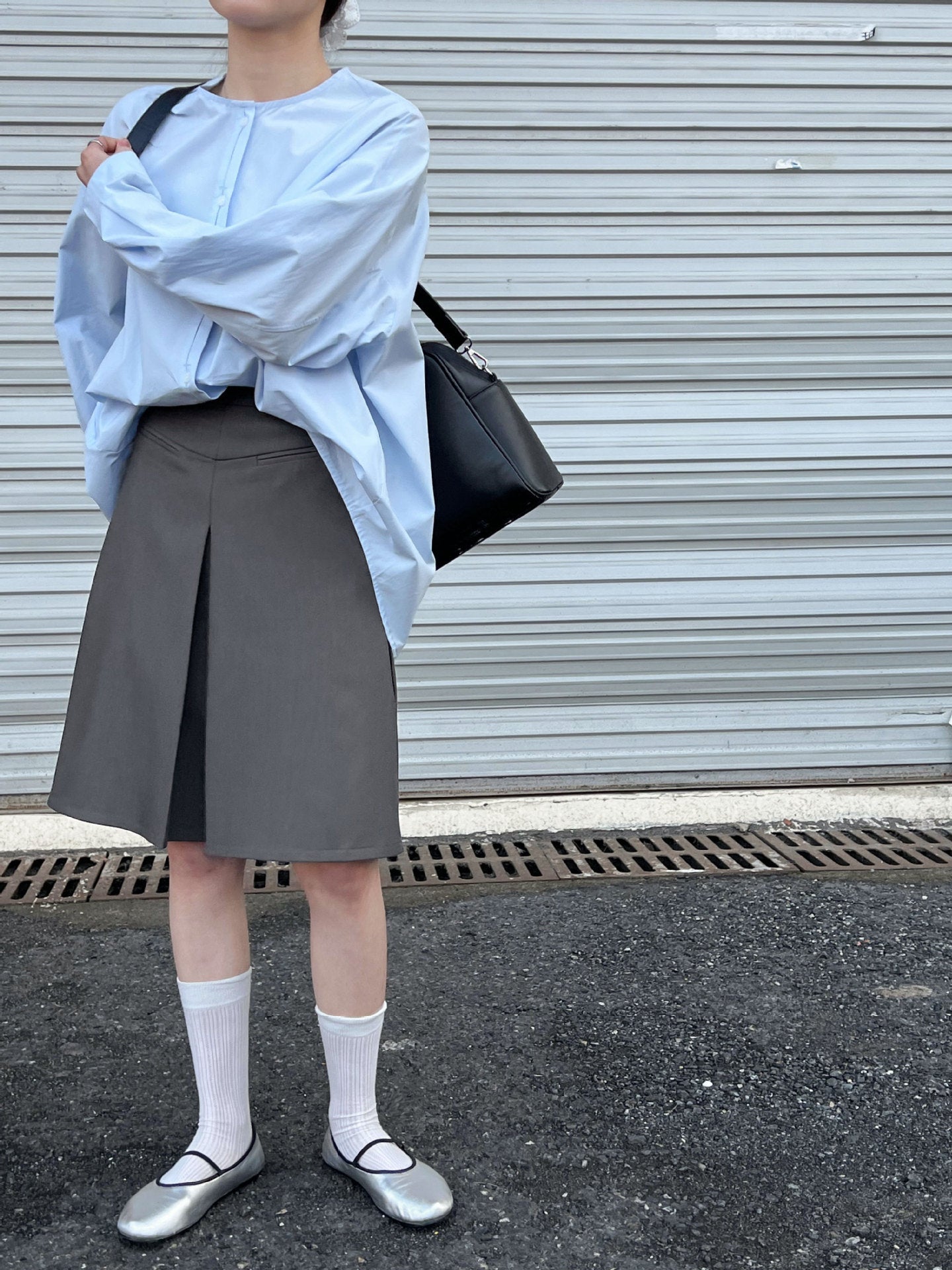 Korean version of high-waisted split skirt, spring suit short skirt, thin casual A-shaped skirt, mid skirt