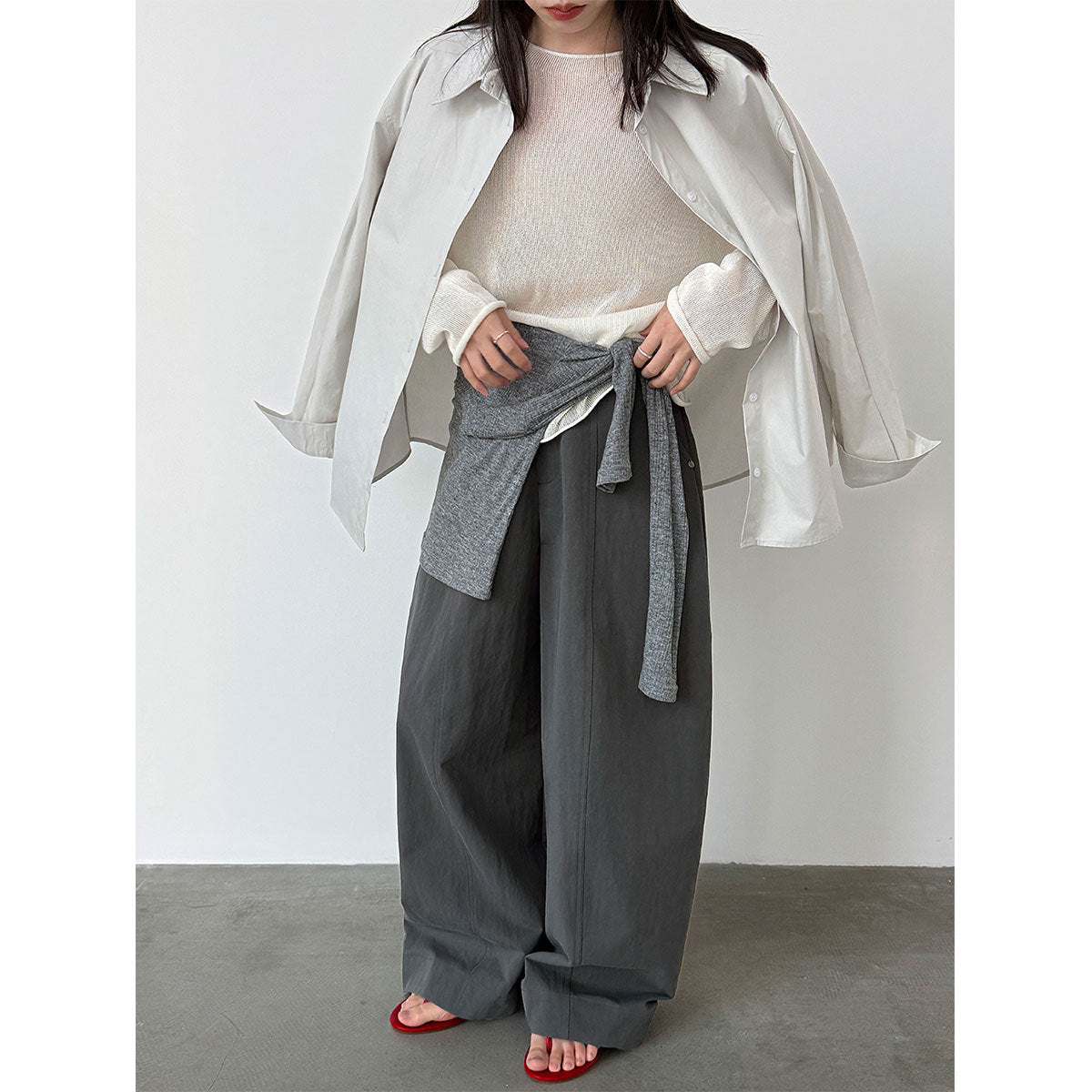 Korean slack pleated wide-leg pants women's 26 spring new high-waisted straight commuter casual pants