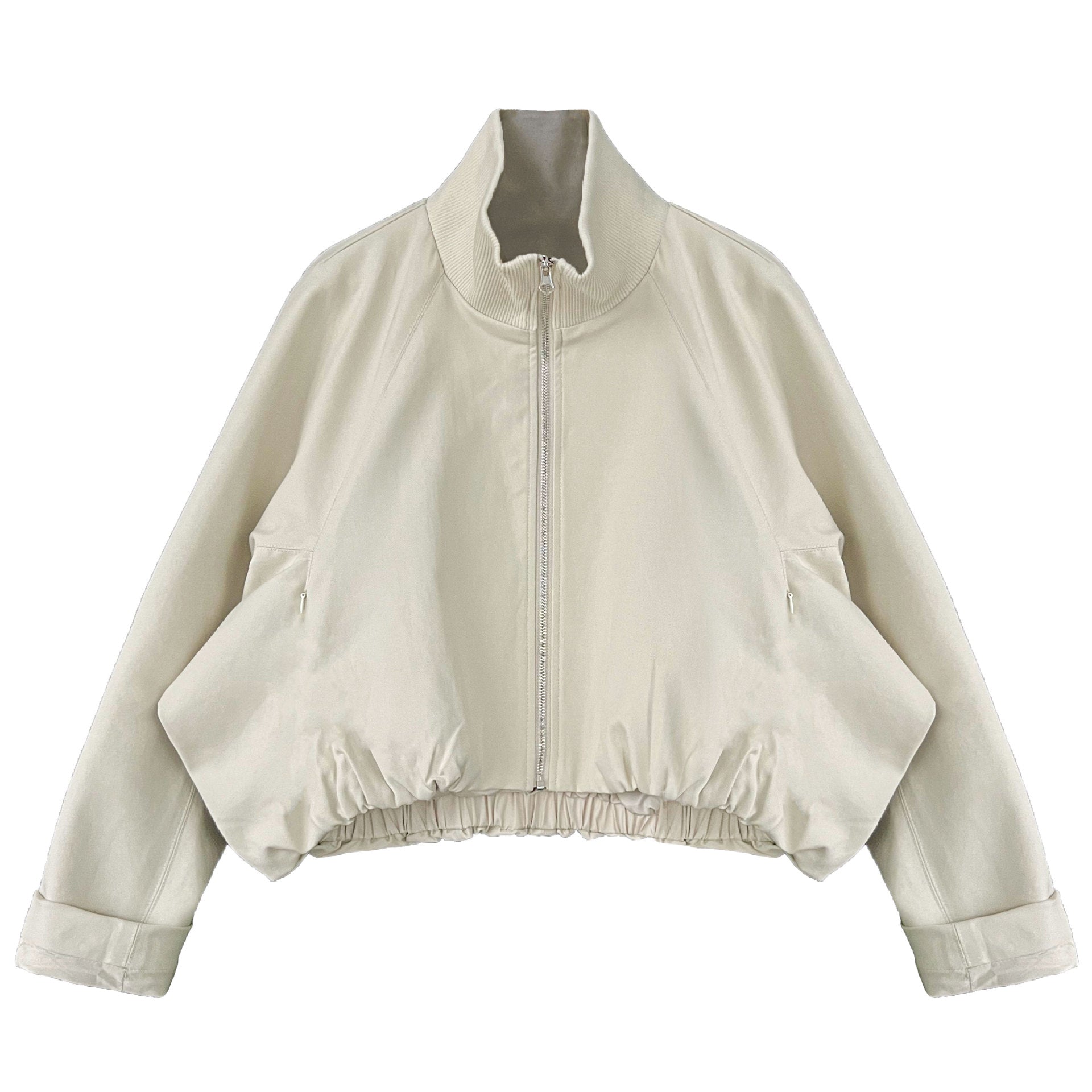 Korean stand-up collar threaded splicing short jacket women's spring new thin splicing high-end jacket