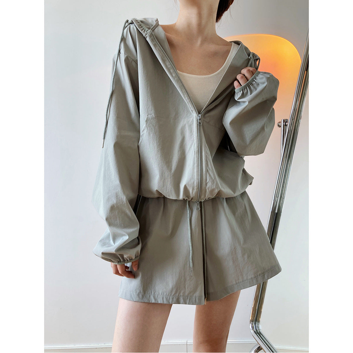 Wide Leg Shorts Hooded Sunscreen Two-piece Set