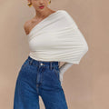 Fashion Hottie Sexy Slim Irregular Shoulder Slant Neck T-Shirt