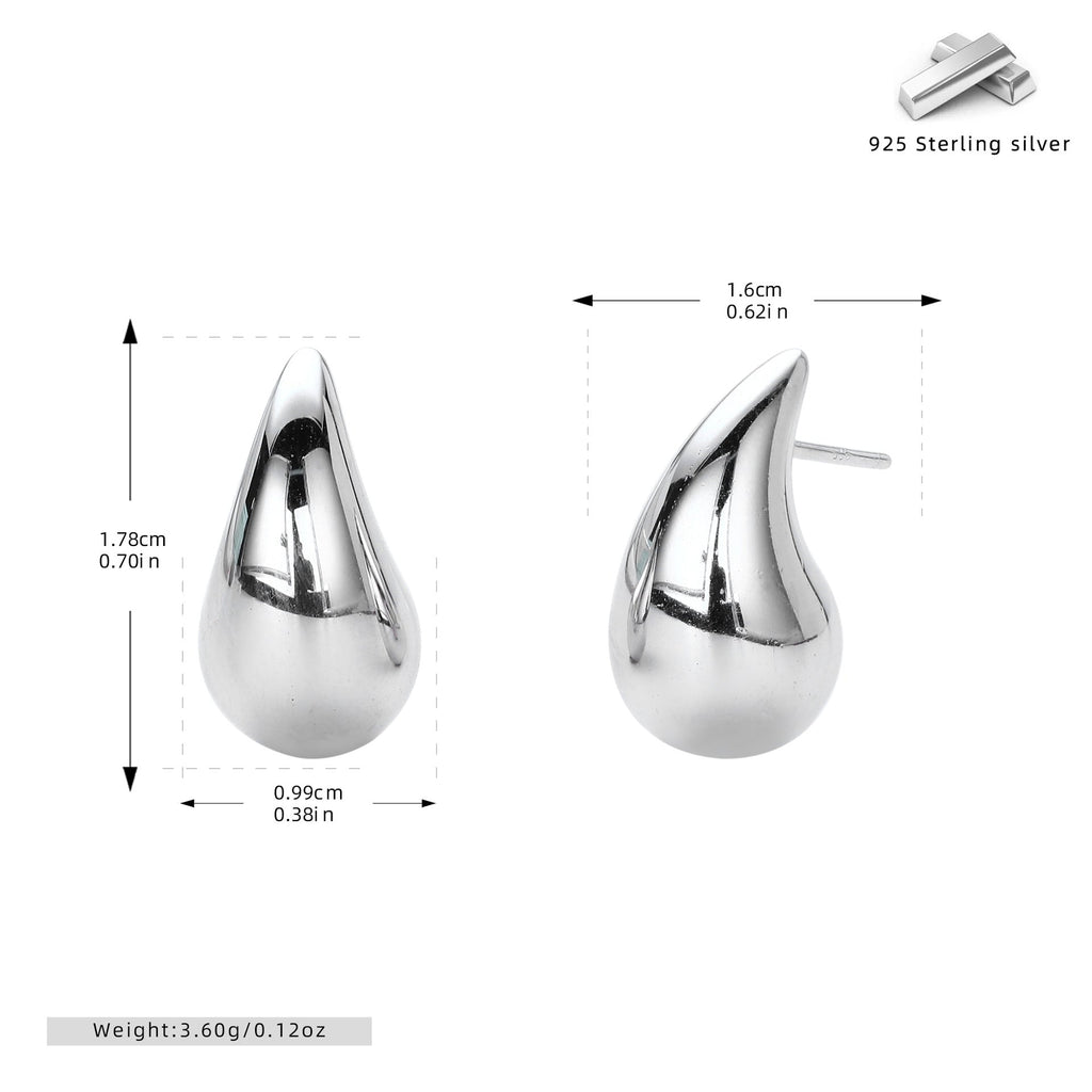 S925 sterling silver water drop stud earrings