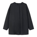 Spring minimalist tencel wool turtle back crew neck loose silhouette jacket