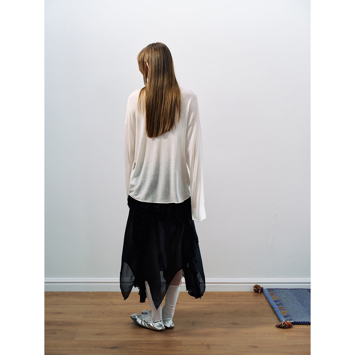 Spring new casual irregular easy solid color versatile medium and long skirt
