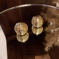 Niche design sense advanced cold wind light luxury gold stud earrings texture ball earrings