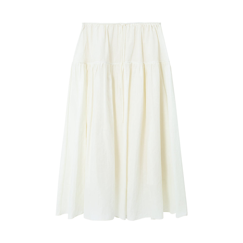 Summer new tencel cotton shrink pleated light skin-friendly large silhouette A-shaped umbrella skirt
