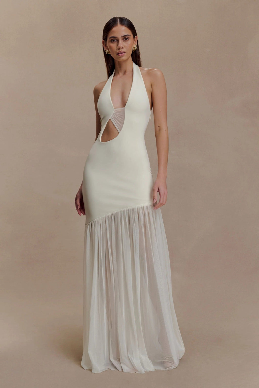 Fashion yarn hollow mesh neck hip skirt backless sexy hottie dress