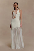 Fashion yarn hollow mesh neck hip skirt backless sexy hottie dress