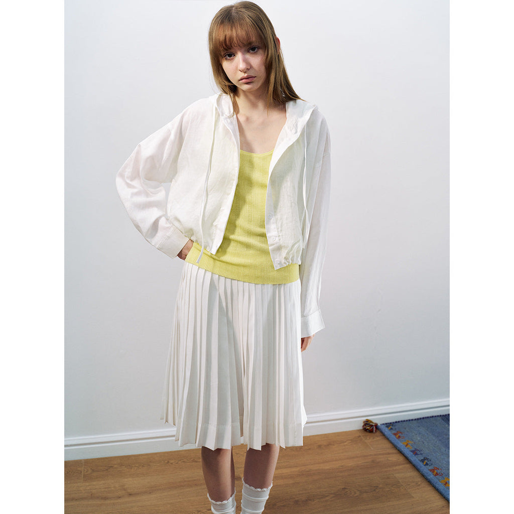 Spring casual solid color versatile modal cloud feeling easy pleated skirt