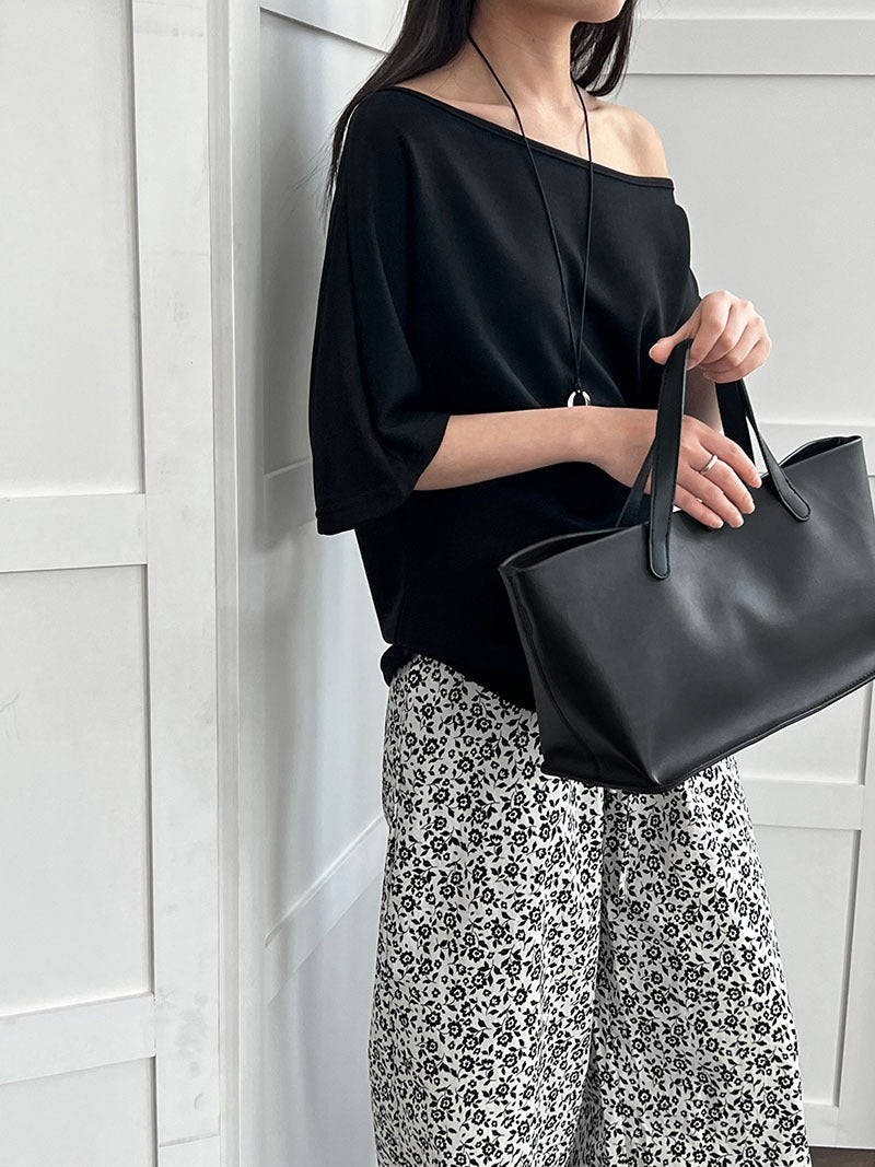 Lazy slanted shoulder loose short-sleeved women's summernew arrival off-shoulder asymmetrical waist slimming look t-shirt