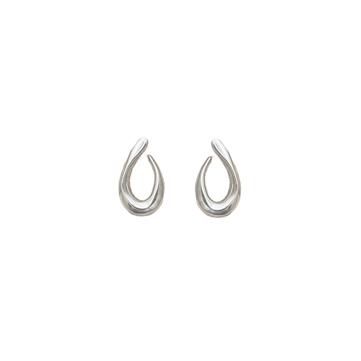 Silver Needle French Metal Wind Geometric Irregular Stud Earrings Elegant Water Drop Earrings Premium Earrings