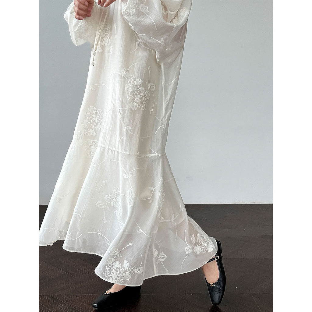 Heavy industry embroidered mesh skirt + V-neck suspender skirt two-piece summer vacation dress
