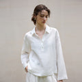 Linen Long Sleeve Polo Shirt
