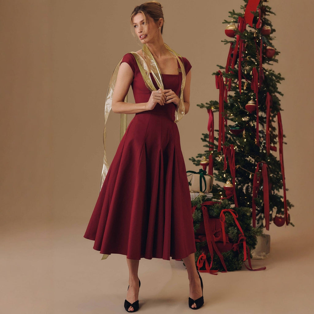 French pure desire style hollow lace-up dress