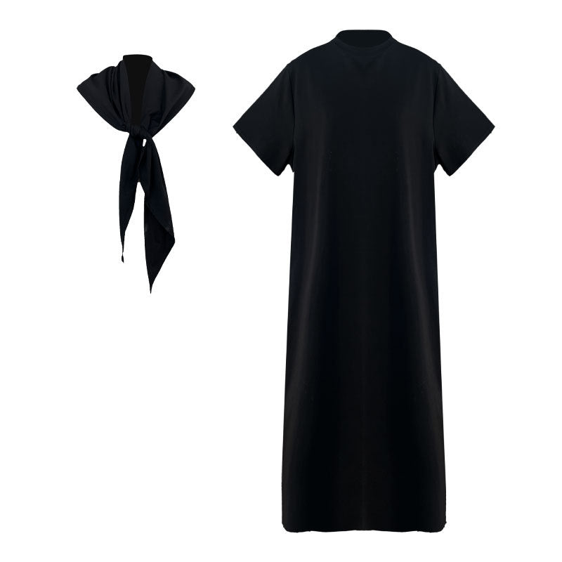 Casual simple shawl dress women's summer new lazy wind covering meat and showing thinness T-shirt long skirt
