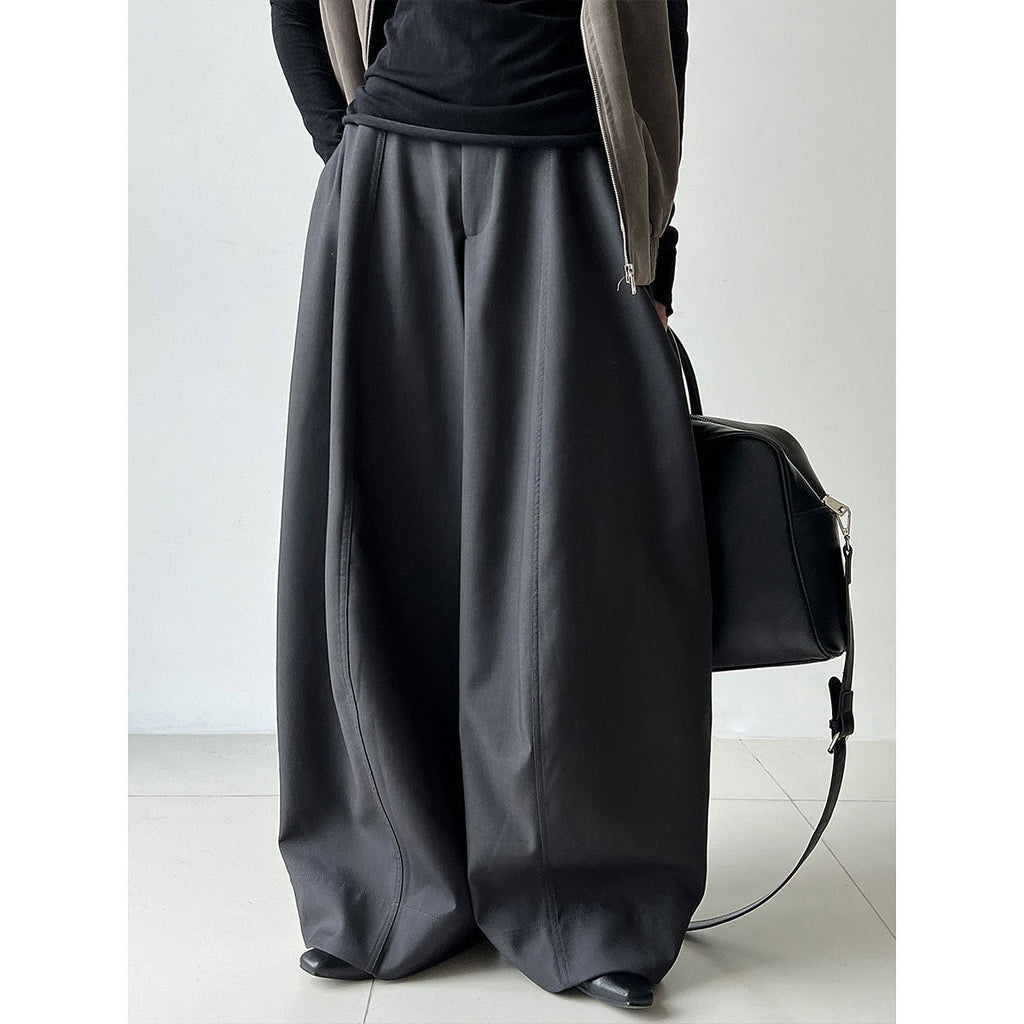 Design pocket cocoon lantern suit pants women's autumn new drape balloon pants long pants