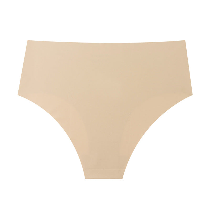 Mid-waist large-size women's briefs, seamless ice silk pants, breathable and quick-drying nylon panties for women