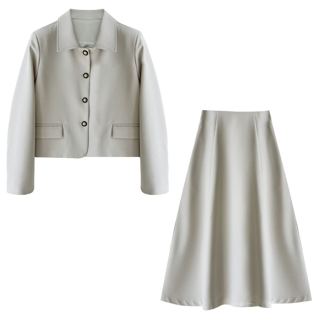 Korean Xiaoxiangfeng jacket + pleated skirt 26 early spring commuter casual suit 89027
