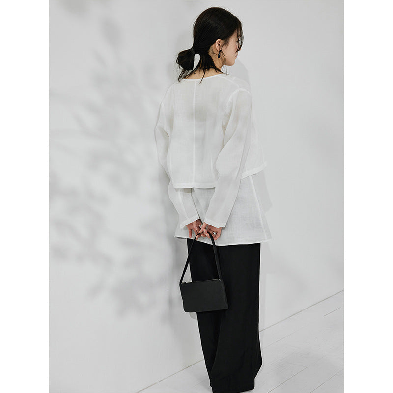 Self-breathing ramie sling vest + coat summer set